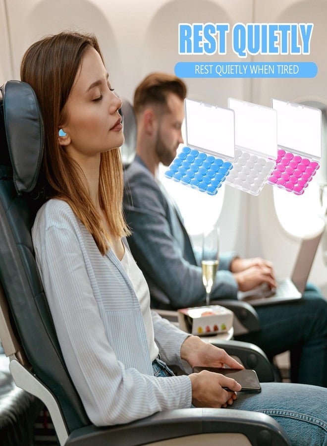 panthra 3 Boxes Silicone Ear Plugs for Sleeping, Soft Ear Plugs for Noise Reduction Reusable for Sleeping Snoring Swimming Travel Concerts and Studying (Rose Red, Light Blue, Transparent) - Image 3